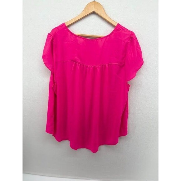 Torrid Women's Size 2X Hot Pink Tunic Top Flutter Short Sleeve - Picture 4 of 6